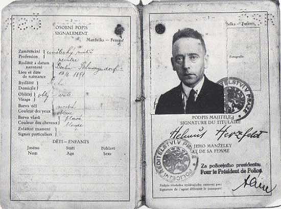 escape from nazis Heartfield's Czech Travel Papers, 1938